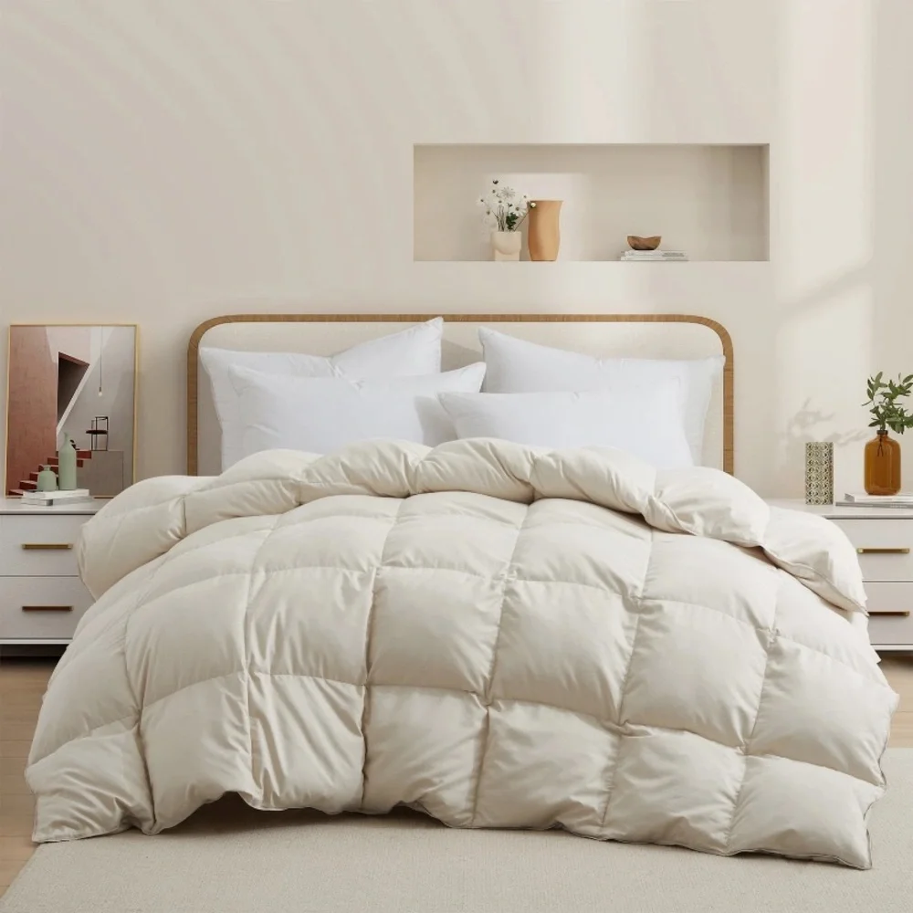 NeLUXURIOUS Siberian DOWN Comforter,1200 Thread Count Down-Proof Cotton 68 X 90”